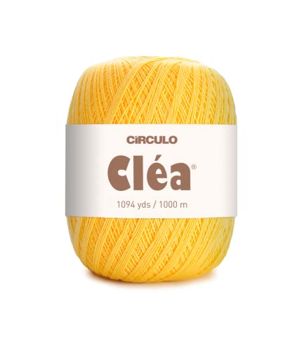 Circulo Clea Yarn – Crochet Thread Fine Size 10-8/2 Perfect for Weaving - 100% Mercerized Brazilian Cotton (Pack of 1 Ball) – 5.3 oz, 1094 yds - Color: 1317 - Solar