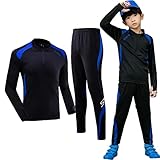 Kinder Kleidung Jungen Sport Anzug Schule Student Casual Kinder Trainingsanzug Neue 2 Stücke Baumwolle Zipper Mantel + Lange Hosen Set 3XS/4-5Jahre (Schwarz und blau)