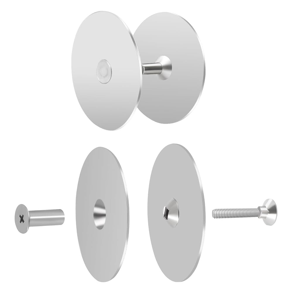 cdymrl 2 Set Door Hole Cover Plate 2-5/8" Diameter Round Deadbolt Cover Plate for Home Security Silver