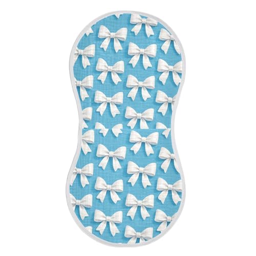 White Bows Baby Burp Cloths for Boys and Girls, Soft Muslin Spit Up Towels, 22