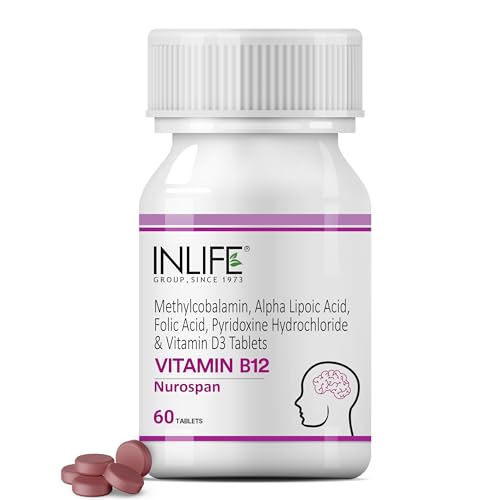 INLIFE Vitamin B12 (Methylcobalamin) 1500mcg Supplement with ALA, Folic Acid, Vitamin D3 | Nerve and Brain Health for Men & Women – 60 Tablets(Pack Of 1, 60) — Vitamin B12 Supplements