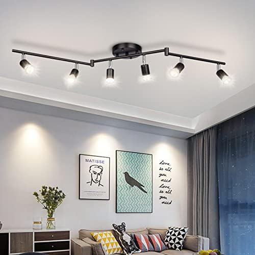 Luqeeg Lámpara De Araña, Iluminación Puntual De Techo De 3 Vías Negra, Cabeza De Luz Moderna Y Flexible, Incluye 3 Bombillas LED GU10, Adecuada Para Granja, Cocina, Restaurante, 85‑265 V