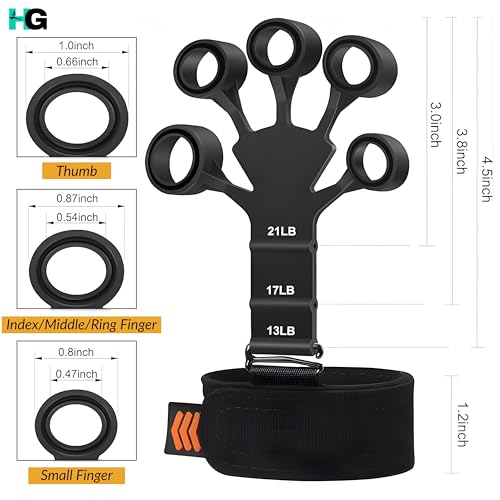 Image of Finger Exerciser for Hand, Finger & Forearm Strength Training with Adjustable Resistance Levels, Ergonomic Finger Loops and Wrist Strap for Grip Workout & Daily Hand Exercise for Men & Women