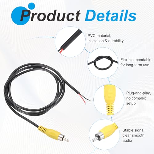 Cable de altavoz RCA a cable desnudo 22 AWG adaptador conector de cable de audio macho amarillo 4