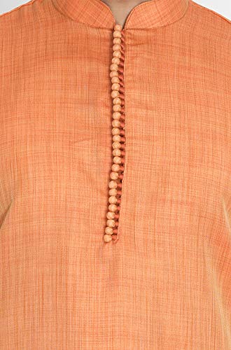 Image of VASTRAMAY Men's Beige Cotton Silk Blend Kurta