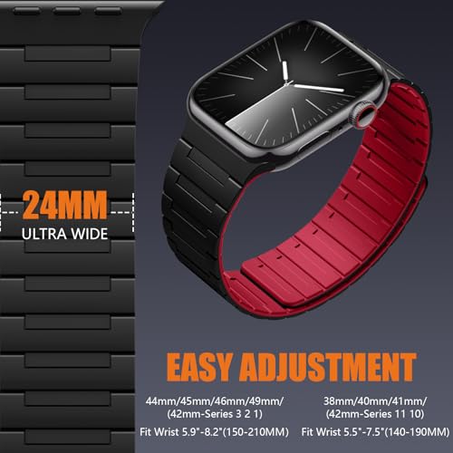 Image of SNBLK Magnetic Watchband Compatible with Apple Watch for Men 44mm 45mm 46mm 49mm 42mm 41mm 40mm 38mm Women, Silicone Sport Strong Magnet Strap for iWatch Series 11 Ultra 3 Ultra 2 Se 10 9 8 7 6 5 4 1