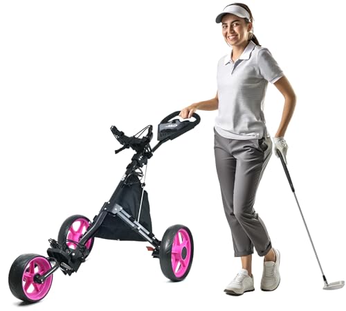 Golf Push Cart 3 Wheel - JAD Pro Golf Ladies Pushcart for Women Golfers, Super Lightweight Deluxe...