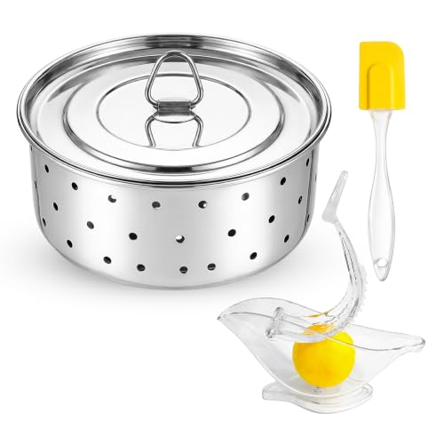 Image of Stainless Steel Paneer Maker 500 ML with Bird Shaped Lemon Squeezer & Silicone Spatula|Paneer Mould Press|Hung Curd Maker|Paneer Strainer|Tofu Press|Curd Strainer