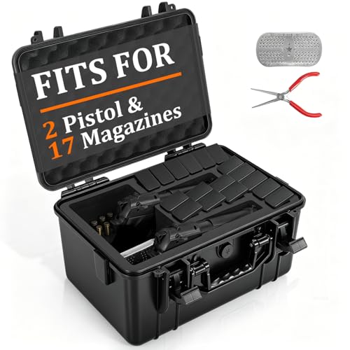 Image of TSA Approved Gun Pistol Case Waterproof Handgun Case with Pre-Cut EVA Foam Shockproof Travel Carrying Hard Shell Case Included Silica Gel Canister, Black