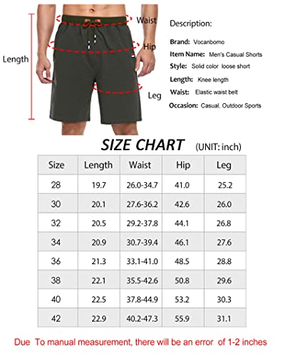 Vocanbomor Men's Casual Flat Front Short With Elastic Waist And Zipper Pockets (A-Black, 40) #TOP5