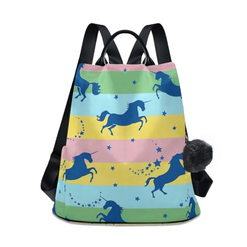Sac à dos licorne antivol femme sac de voyage à rayures pastel fermeture dos