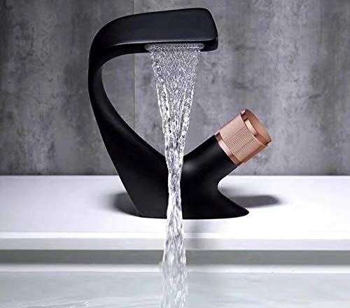 Robinet de bain monotrou fini chrome et noir, mitigeur d'évier supérieur