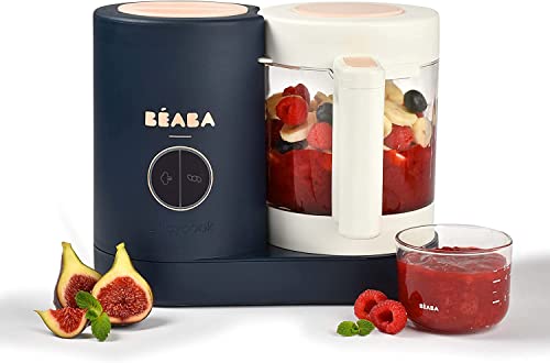 Béaba - Babycook Neo - Máquina de alimentos para bebés - 6 en 1: Procesador de alimentos, licuadora y cocina - Cocina al vapor suave - Comida casera rápida para bebés - Cuenco de vidrio - Recipiente