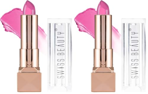 Image of Swiss Beauty Glitter gel moisturizing Lipstick| Long Lasting, Hydrating Lipstick for dry and Chapped lips | Shade-02, 3.6gm| (Pack of 2)