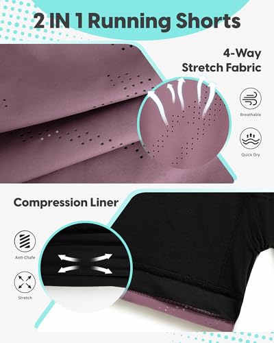 Image of maamgic Mens Running Shorts with Compression Liner 5 inch Quick Dry Workout Shorts Anti-Chafe Gym Shorts 2 in 1 Athletic Shorts
