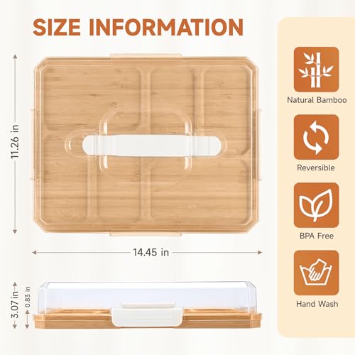 Tabla de cortar rectangular de bambú con tapa y asa miniatura 3