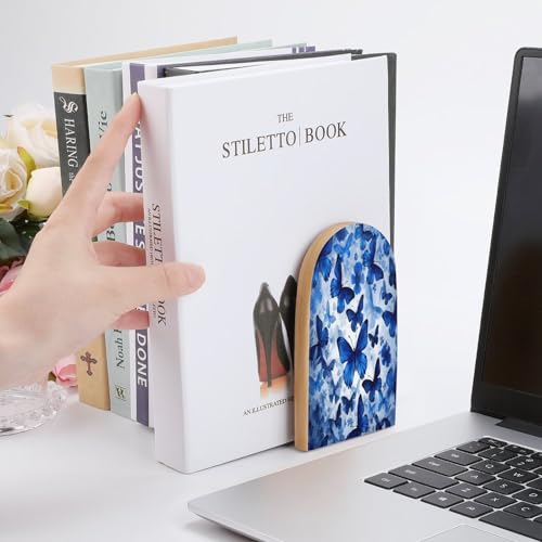 Sujetalibros resistentes de madera con mariposas para sujetar libros 7