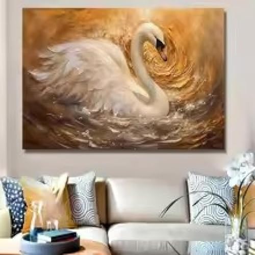 Cygne blanc Peinture murale poétique pour s'évader au quotidien depuis son canapé