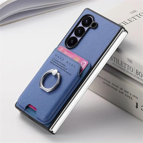 Étui portefeuille Galaxy Z Fold5 en cuir bleu avec porte-cartes magnétique amovible