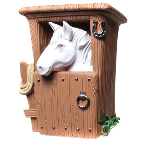 Kremers Schatzkiste Tirelire cheval dans l'écurie - Blanc - 14 cm - Décoration en pierre artificielle - Cadeau pour les amateurs de chevaux