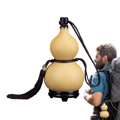 Botella de calabaza natural estilo cantimplora medieval para viajes 7