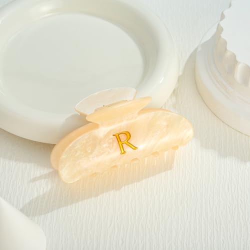 Image of LILIE&WHITE Acrylic Letter Hair Clips For Women Stylish R Monogram Hair Claw Alphabet Hair Clip Fashion Glitter Claw Clip Elegant And Durable Hair Accessory Large Hair Clips R