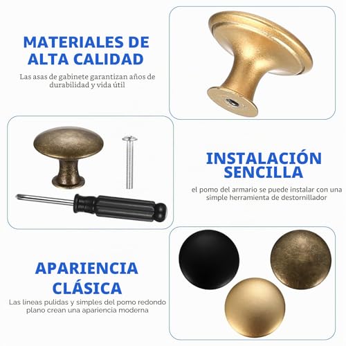 Miniatura 3 de Zhengyyuu 13 Piezas Pomos Y Tiradores Armarios, Pomos Armario, Perillas De Gabinete Redondas, Tiradores Cajones Antiguos Para Muebles Cocina Baño Armarios Vestidores Tocadores 30mm, Negro