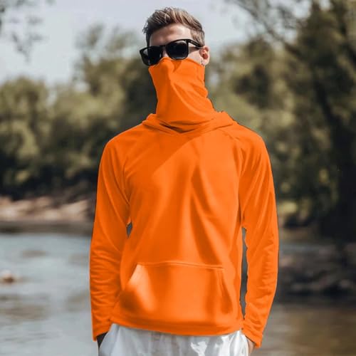 Mens Long Sleeve Sun Protection Shirts with Mask UPF 50+ Cycling Fishing Rash Guard Running UV Protection Hoodies Cooling2