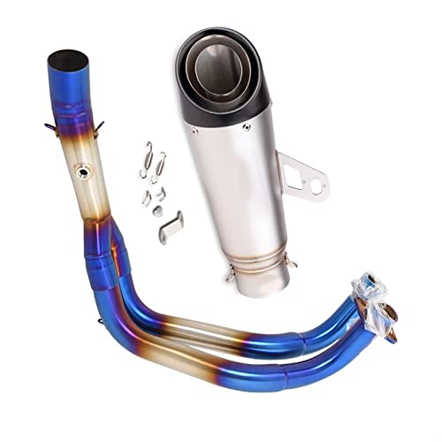 スリップオンオートバイ排気システムフロントリンクパイプ 51 ミリメートルマフラーテールヒント 310 ミリメートルエスケープに適合するYZF-R7 MT07 FZ07 2021 2022 2023