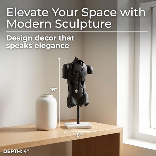 Escultura de Metal Abstracta con Base de Mármol 16" miniatura 2