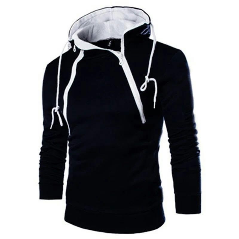 Men's Long Sleeve Sweatshirt Zippered Hooded Pullover Turtleneck Men's Sweatshirt2