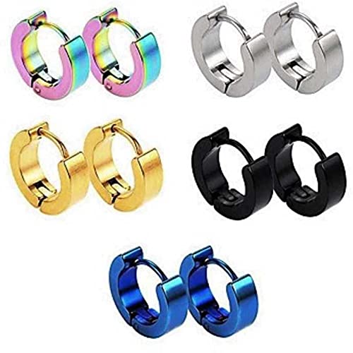 MEENAZ Stainless Steel Blue Black Silver Gold Magnetic Clip on Piercing Hoop Bali Stud Earrings Combo pack set Earing Pierced Ear rings for men boys boyfriend girls Women MENS EARRINGS COMBO M62