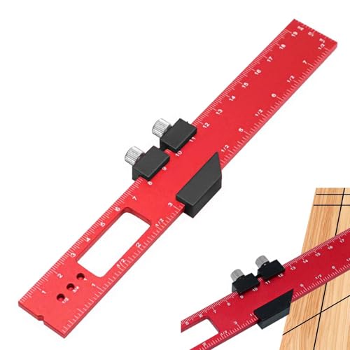 PAVIKE木工定規【200mm】トラック定規 木工用定規 精密ポケット定規 小型で携帯性があり、スライドストッパー付きの金属定規、マーキング、測定用