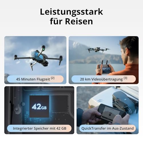 DJI Air 3S Fly More Combo (RC 2 Fernsteuerung mit Bildschirm), Drohne mit 1 CMOS Weitwinkel- & mittlerer Telekamera für Erwachsene, 4K/60fps, omnidirektionale Erkennung & 3 Akkus für längere Flugzeit