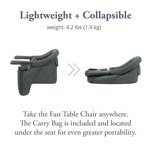 Image of Inglesina Fast Table Chair, Charcoal Gray Melange - Portable Baby High Chair - for Babies & Toddlers up to 37 lbs - Fits Tables 0.8'' to 3.5'' Thick - Compact & Easy to Use - Travel Bag Included