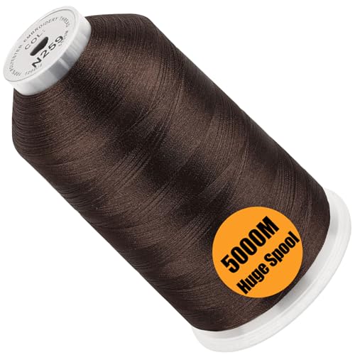 Image of New brothread - Single Huge Spool 5000M Each Polyester Embroidery Machine Thread 40WT for Commercial and Domestic Machines - Sepia(Janome Color)
