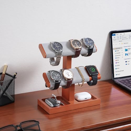 image for ProCase Wood Watch Display Stand Holder for Men, Wristwatch Tower with