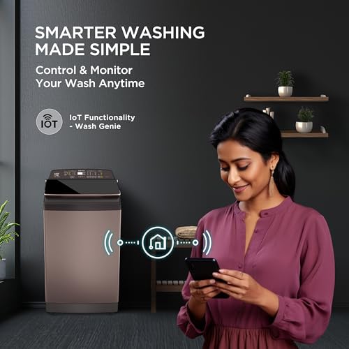 Image of Havells-Lloyd 8.5 Kg 5 Star Fully Automatic Intelli Inverter Motor Top Load Novante IOT With With In Built Heater Washing Machine (GLWT855N12CB Copper Blush)