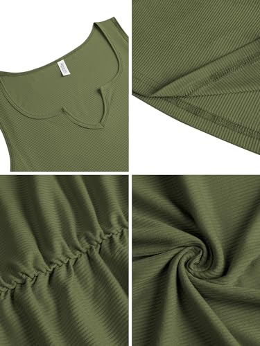 Image of Laughido Women's Summer Sleeveless V Neck Ruched Bodycon Mini Sundress Casual Tank Dress