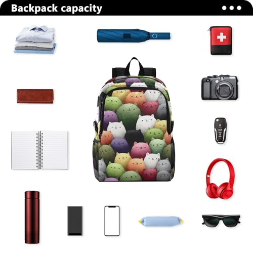 AIXIWAWA Lightweight Hiking Backpacks Colored Cats Print, Foldable Waterproof Daypack for Commute Travel2