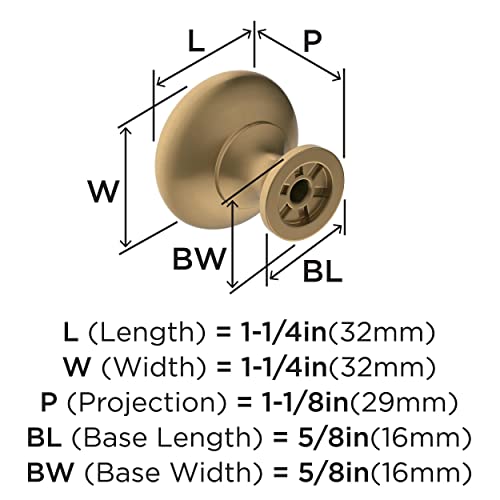 Image of Amerock 10 Pack 1-1 /4 inch Round Edona Champagne Bronze Cabinet Knob | Durable Zinc drawer knob and cabinet hardware, ideal for kitchen cabinets, bathroom vanities, dressers, and furniture