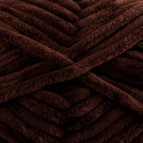 Image of Cuddly Velvet Chenille Yarn, Super Soft Fluffy Bulky for Knitting Crocheting Crafting Blanket Amigurumi, Durable for Shedding, 3.53 Ounces (100 Gram) 109 Yards (100 Meters) (Coffee)