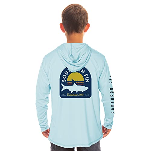 Kids Fishing Hoodie Shirt Long Sleeve UV UPF SPF Sun Protection Youth Boys Girls (Arctic Blue, Medium)