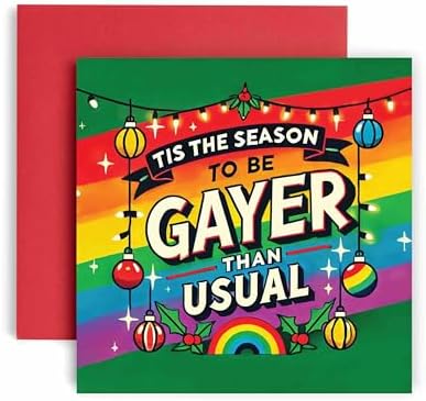 Huxters Funny Gay Christmas Card for LGBTQ Merry Gaymas – Gayer than