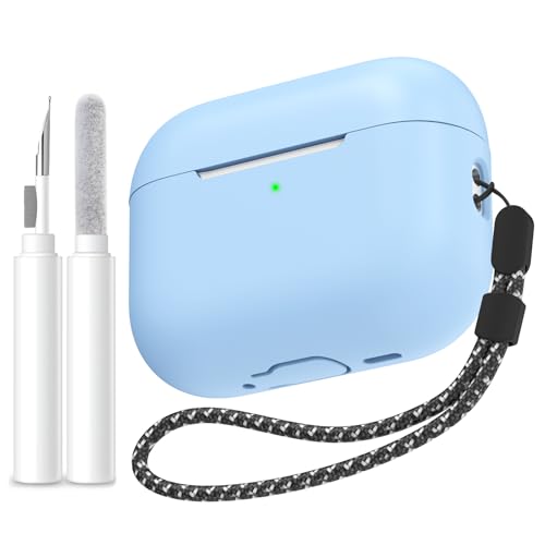 AhaStyle AirPods Pro 3 �P�[�X�J�o�[ (2025) �N���[�j���O�L�b�g�t���\�t�g�V���R���� AirPods Pro ��3����P�[�X �X�g���b�v�t���t���{�f�B�ϏՌ��J�o�[ �X�L�� Apple AirPods Pro ��3���� 2025�N