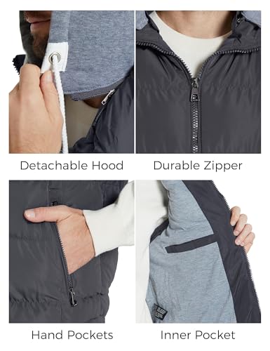Image of ZSHOW Men's Puffer Vest Removable Hooded Vest Outdoor Winter Vest