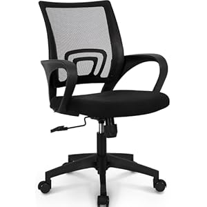 NEO CHAIR Office Chair Computer Desk Chair Gaming Ergonomic Mid Back Cushion Lumbar Support with Comfy Mesh Adjustable Swivel Rolling Home (Black)
