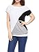 Allegra K Women's Boat Neck Short Sleeve Color Block Tee Shirts White