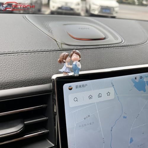 Image of DETACHI Car Dashboard Couple Showpiece Figurine Toys Gift with 4 Resin Adhesive Stickers for Car Lovers, Adorable Accessories for Interior Car Decoration