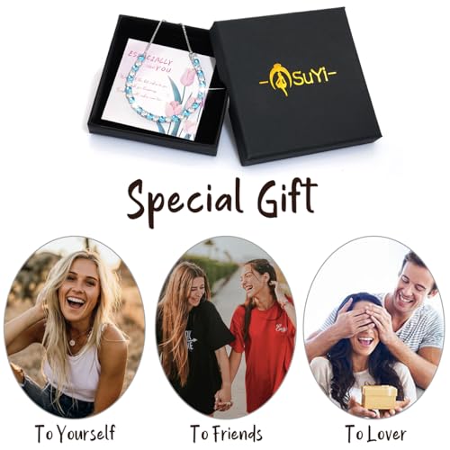 Suyi Tennis Bracelet Birthstone Cubic Zirconia Bracelet Silver Silder Bracelet Birthday Jewellery - Image 8